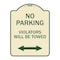 Signmission Parking Violators Will Towed W/ Bidirectional Arrow Heavy-Gauge Alum Sign, 24" x 18", TG-1824-23349 A-DES-TG-1824-23349 - alternate 1
